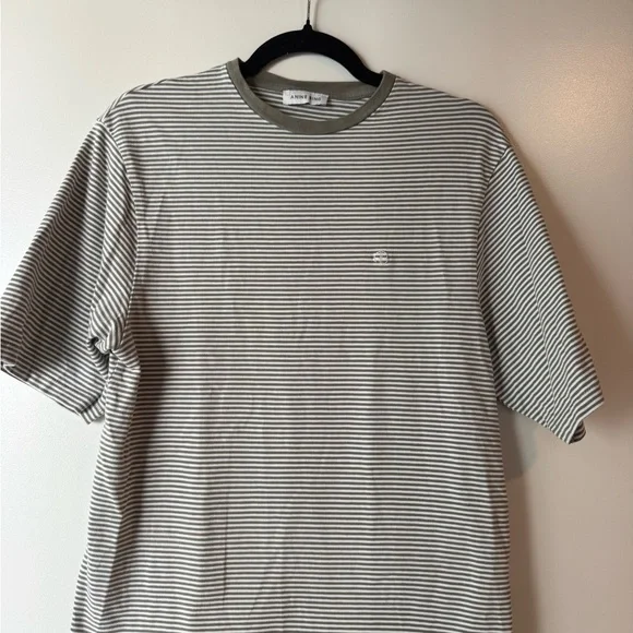 ANINE BING Women's Bo Tee Olive and Ivory Stripe - Picture 6 of 8